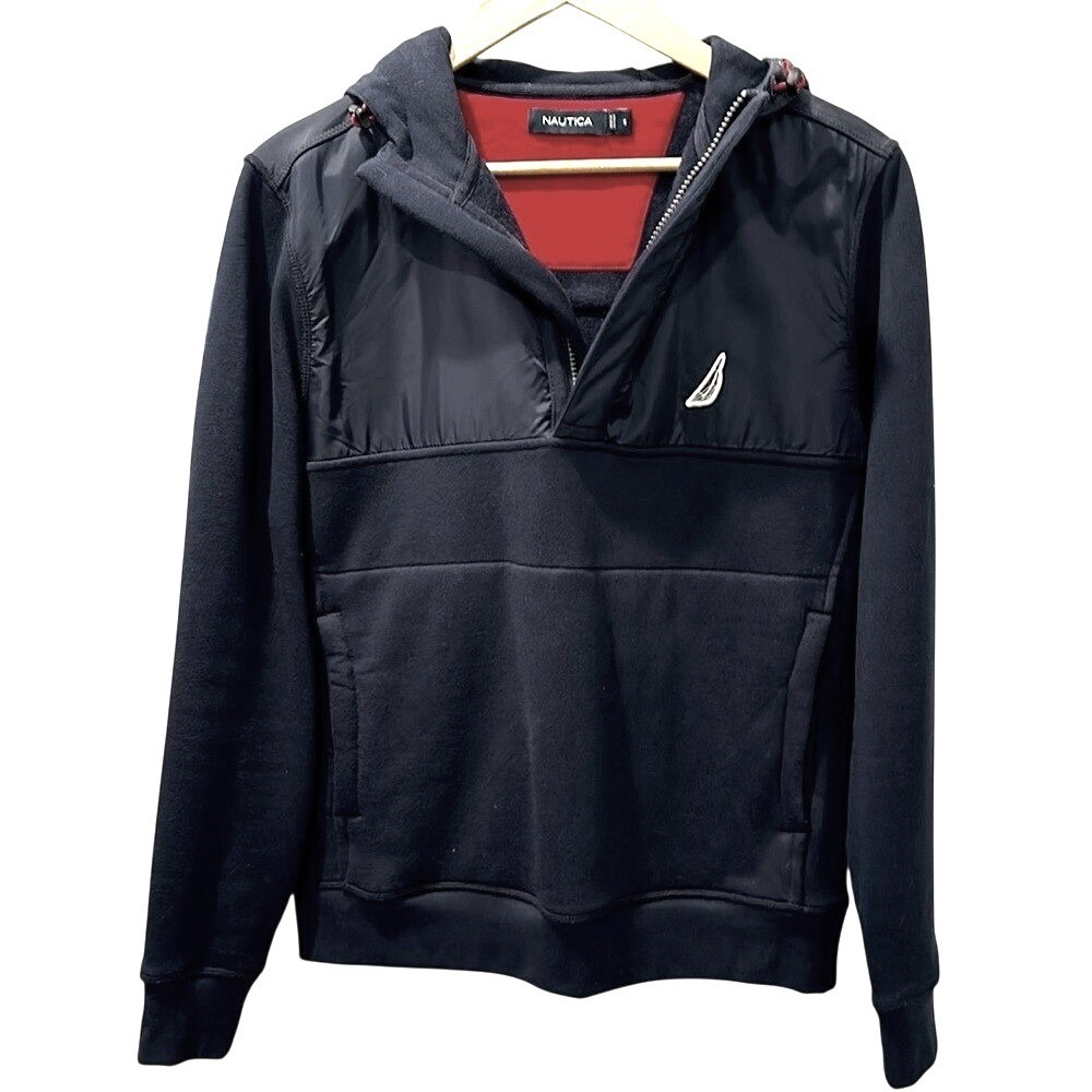 Nautica Half-Zip Hoodie Mens Size S Black